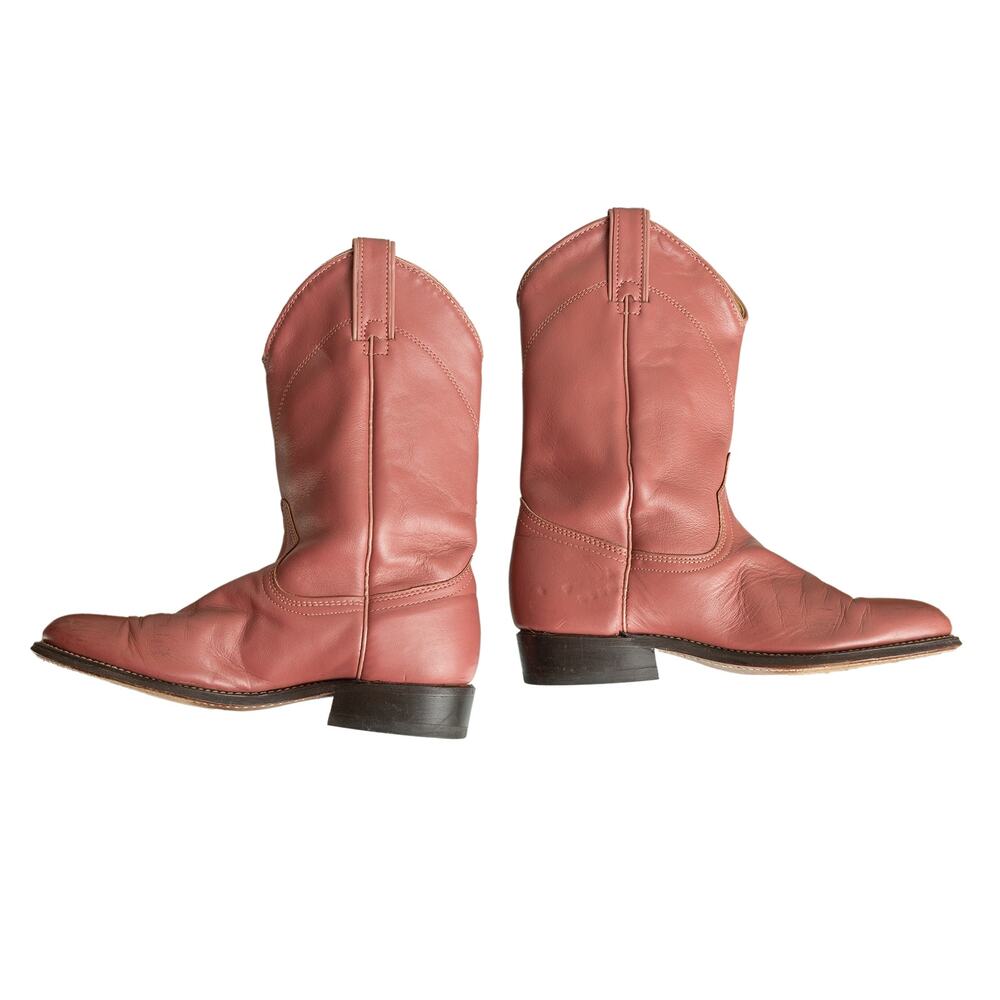 Rare Vintage Americana Dusty Rose Wrangler Leather Cowgirl boots Made in USA - 8 - Picture 10 of 13